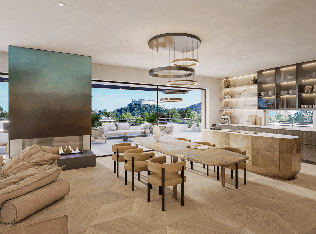 Penthouse mit Blick auf die Festung Hohensalzburg