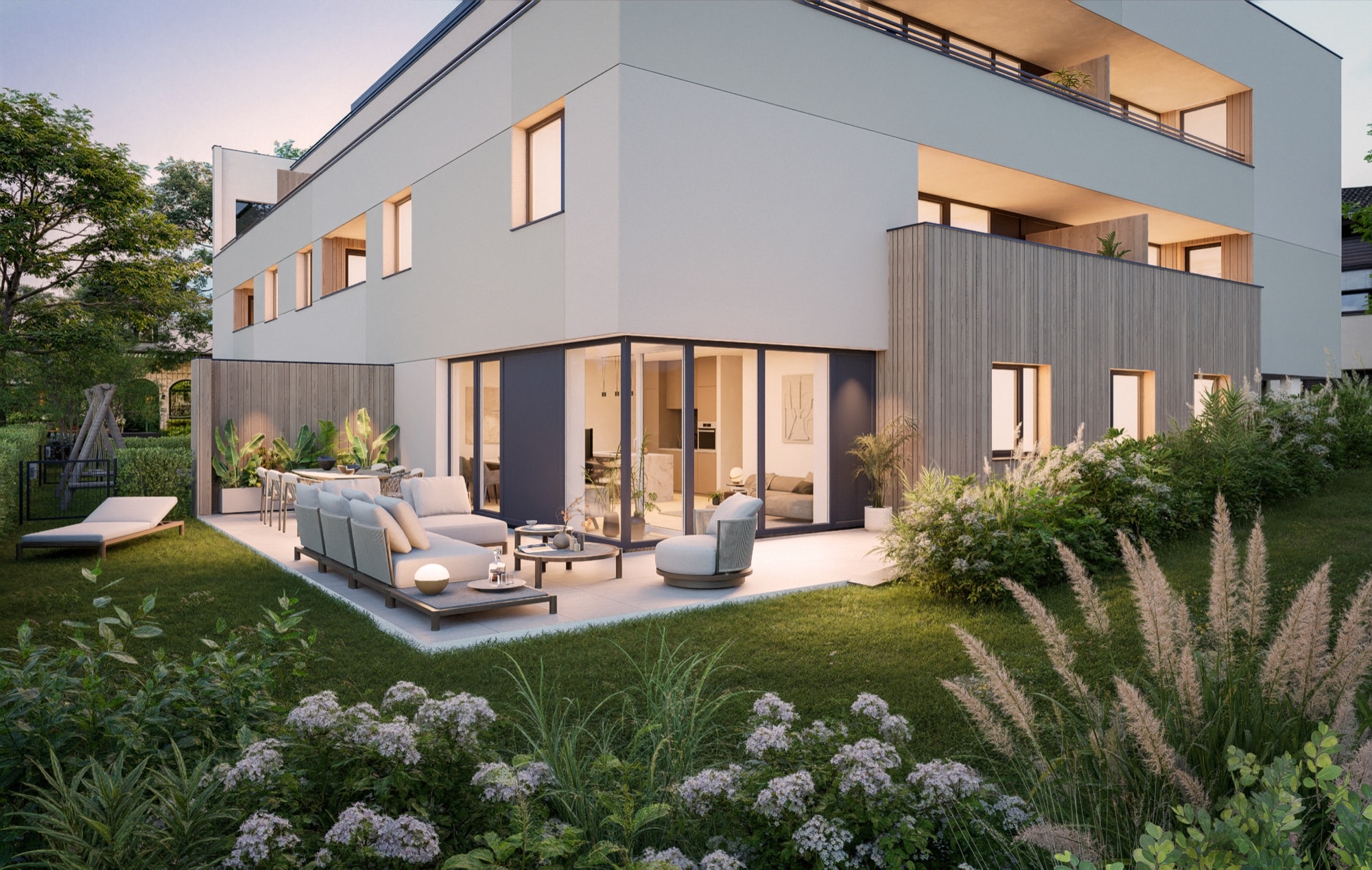 Garten mit Terrasse und Loungebereich